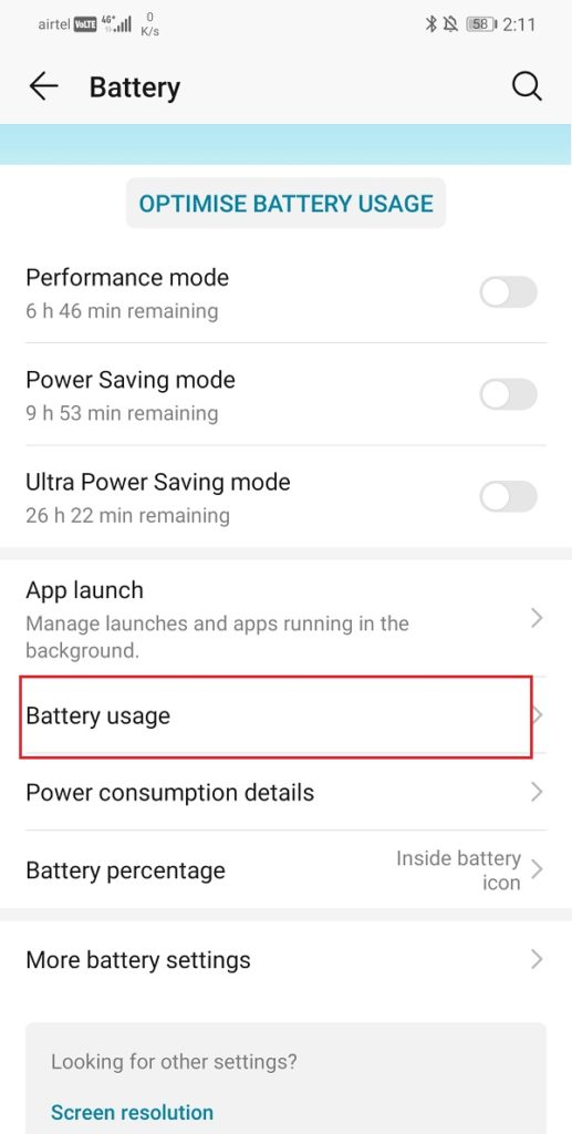 Select-the-Battery-usage-option-517x1024-1 كيفية قتل تطبيقات Android التي تعمل في الخلفية