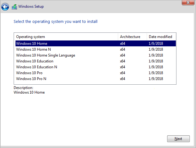 Select-the-edition-of-Windows-10-then-click-Next كيفية إجراء تثبيت نظيف لنظام التشغيل Windows 10