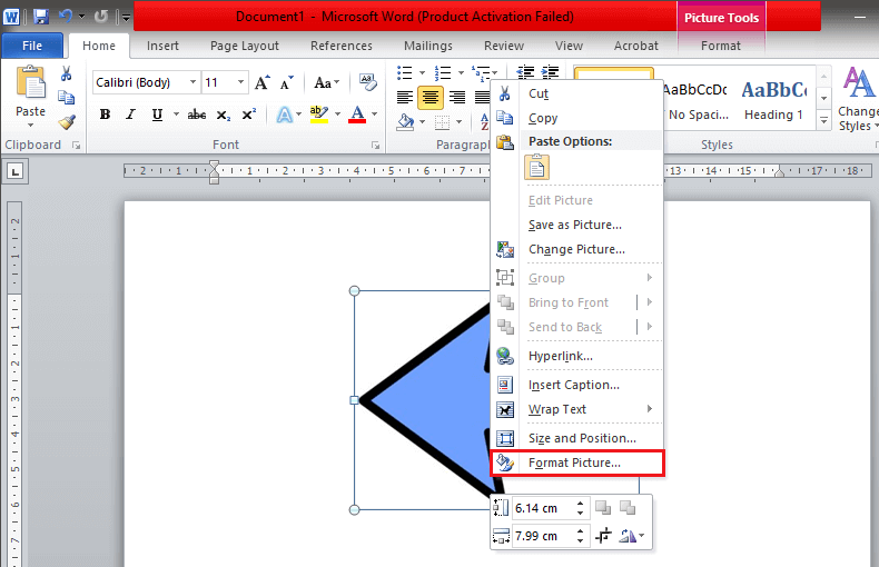 Select-‘Format-Picture’-located-at-the-bottom كيفية تدوير صورة في Word