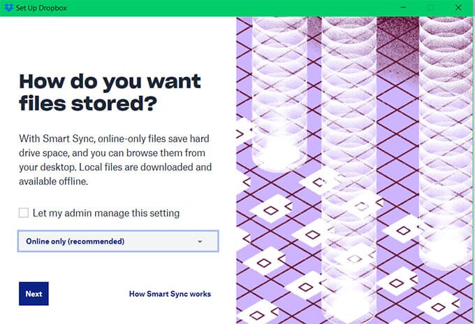 Set-up-Dropbox-Smart-Sync-on-Windows-10 كيفية النسخ الاحتياطي التلقائي لمجلدات Windows 10 مع Dropbox و Google Drive