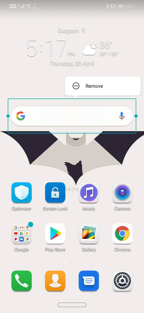 Tap-and-hold-the-Google-search-bar-until-the-remove-option-pops-up-on-the-screen-473x1024-1 إزالة شريط بحث Google من الشاشة الرئيسية للـ Android