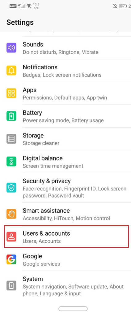 Tap-on-the-Users-Accounts-option-424x1024-1 إصلاح إشعارات Gmail لا تعمل على Android