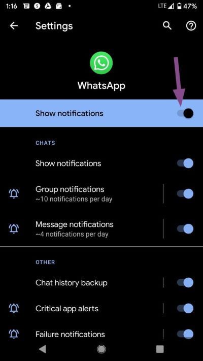 allow-notificaiton-on-whatsapp-android_935adec67b324b146ff212ec4c69054f أفضل 9 إصلاحات لعدم عمل إشعارات WhatsApp على iPhone و Android