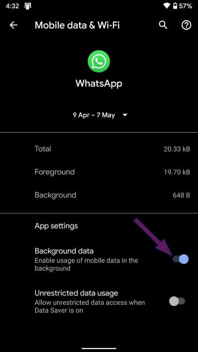 background-data_935adec67b324b146ff212ec4c69054f أفضل 9 إصلاحات لعدم عمل إشعارات WhatsApp على iPhone و Android