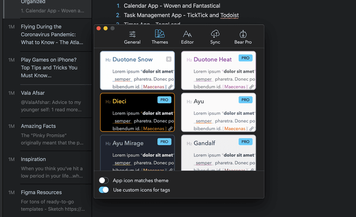 bear-notes-theme_935adec67b324b146ff212ec4c69054f OneNote مقابل Bear Notes: أي تطبيق تدوين ملاحظات أفضل على Mac
