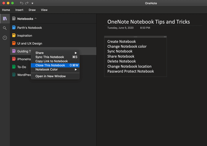 onenote-close-notebook_935adec67b324b146ff212ec4c69054f أفضل 7 نصائح وحيل لدفتر الملاحظات OneNote
