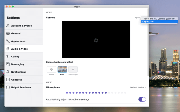 skype-with-epoccam_935adec67b324b146ff212ec4c69054f كيفية استخدام EpocCam مع Zoom و Microsoft Teams و Skype و Google Meet على Mac