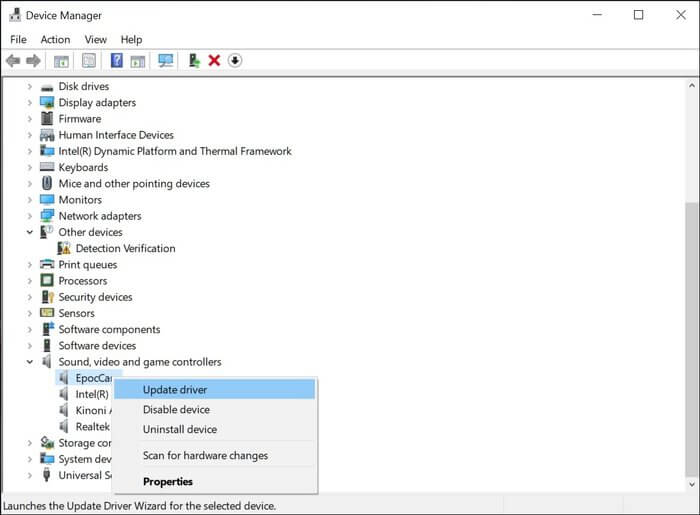 update-driver_935adec67b324b146ff212ec4c69054f كيفية إصلاح عدم عمل EpocCam على Zoom أو Microsoft Teams أو Google Meet