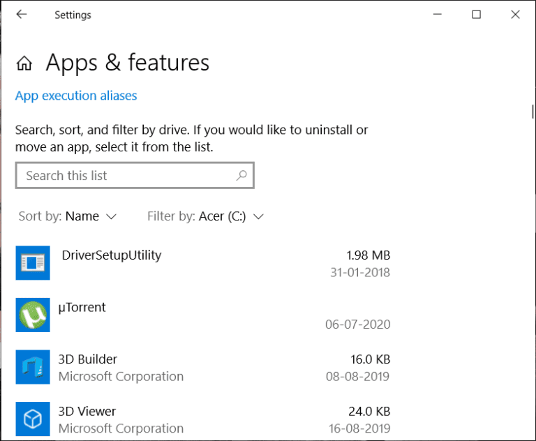 A-list-of-all-the-apps-and-programs-installed-on-your-system-will-appear-768x632-1 كيفية نقل البرامج المثبتة إلى محرك أقراص آخر في Windows 10