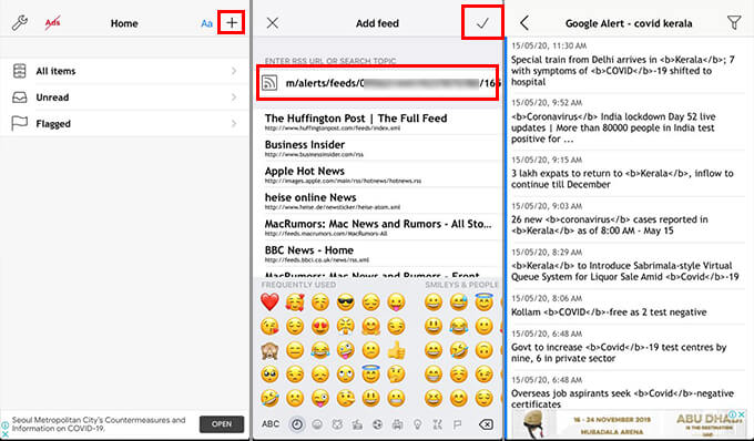 Add-Google-News-Alerts-RSS-Feed-URL-to-RSS-App-on-Smartphone-Android-and-iOS كيفية إعداد Google Alerts لتتبع الأخبار
