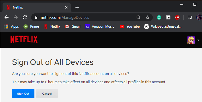 Again-click-on-‘Sign-Out’-to-confirm إصلاح خطأ Netflix "تعذر الاتصال بـ Netflix"