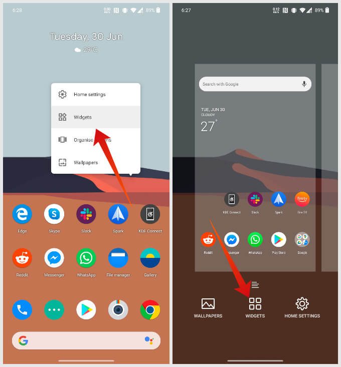 Android-homescreen-menu كيفية الاطلاع على سجل إشعارات Android على Android 10 والإصدارات الأقدم