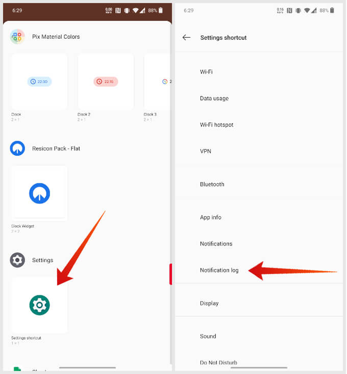 Android-notification-history-widget كيفية الاطلاع على سجل إشعارات Android على Android 10 والإصدارات الأقدم