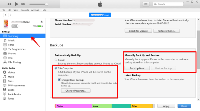 Backup-iPhonefiles-computer-with-iTunes كيفية عمل نسخة احتياطية من iPhone إلى Mac والكمبيوتر الشخصي