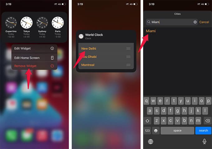 Change-Time-Zone-on-iPhone-World-Clock-Home-Screen-Widget يمكنك الآن إضافة أداة World Clock Widget على شاشة iPhone الرئيسية