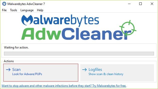 Click-Scan-under-Actions-in-AdwCleaner-7 4 طرق لإزالة إعادة توجيه ByteFence بالكامل