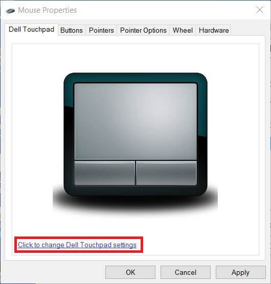Click-on-Click-to-change-Dell-Touchpad-settings 7 طرق لإصلاح عدم عمل لوحة اللمس من Dell