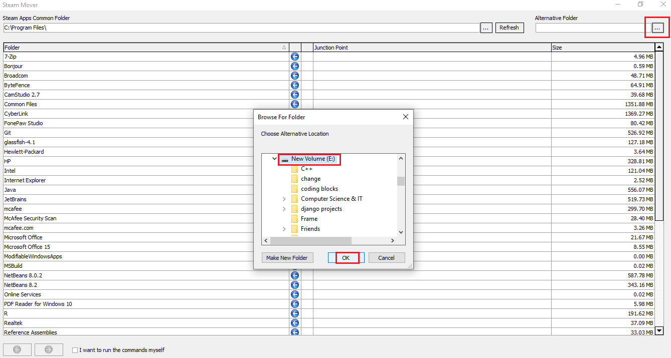 Click-on-OK-button-after-selecting-the-location-folder كيفية نقل البرامج المثبتة إلى محرك أقراص آخر في Windows 10