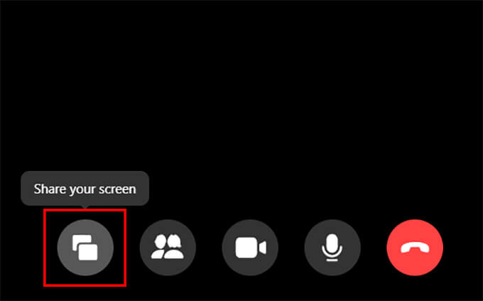 Click-on-Share-Your-Screen-Button-on-Messenger-Room كيفية استخدام Facebook Messenger Rooms لعقد مؤتمرات الفيديو