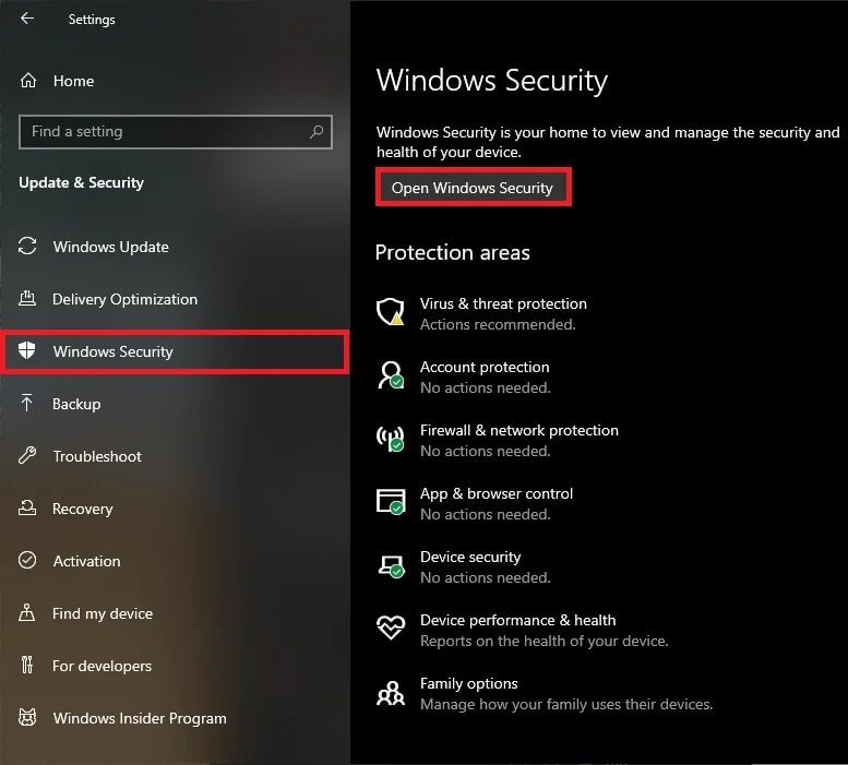 Click-on-the-Open-Windows-Security-button إصلاح رسالة استخدام CPU عالي Audio Device Graph Isolation high CPU usage