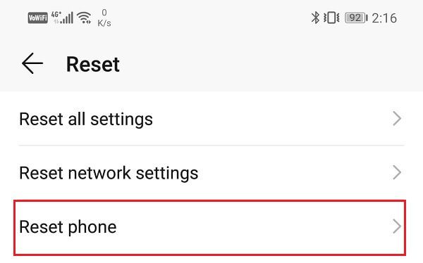 Click-on-the-Reset-Phone-option-1 إصلاح تعذر فتح جهات الاتصال على هاتف Android