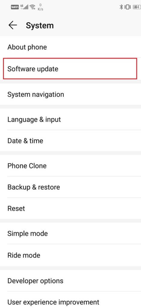 Click-on-the-Software-update-470x1024-2 إصلاح تعذر فتح جهات الاتصال على هاتف Android
