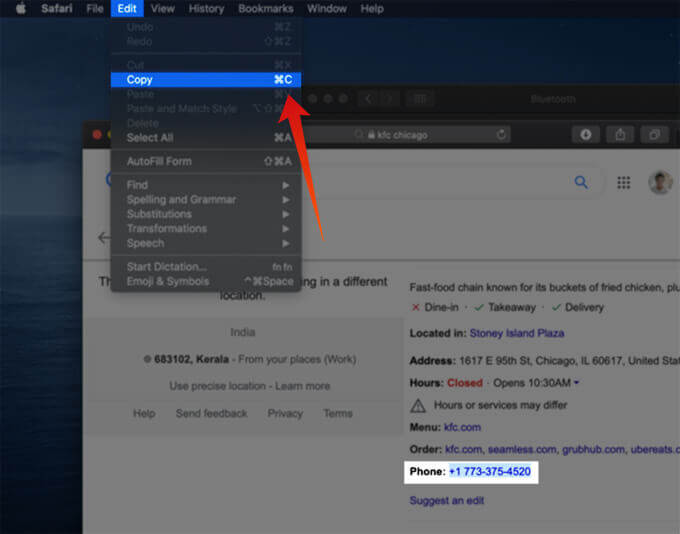 Copy-Phone-number-on-Mac كيفية إجراء مكالمات هاتفية مباشرة من Mac