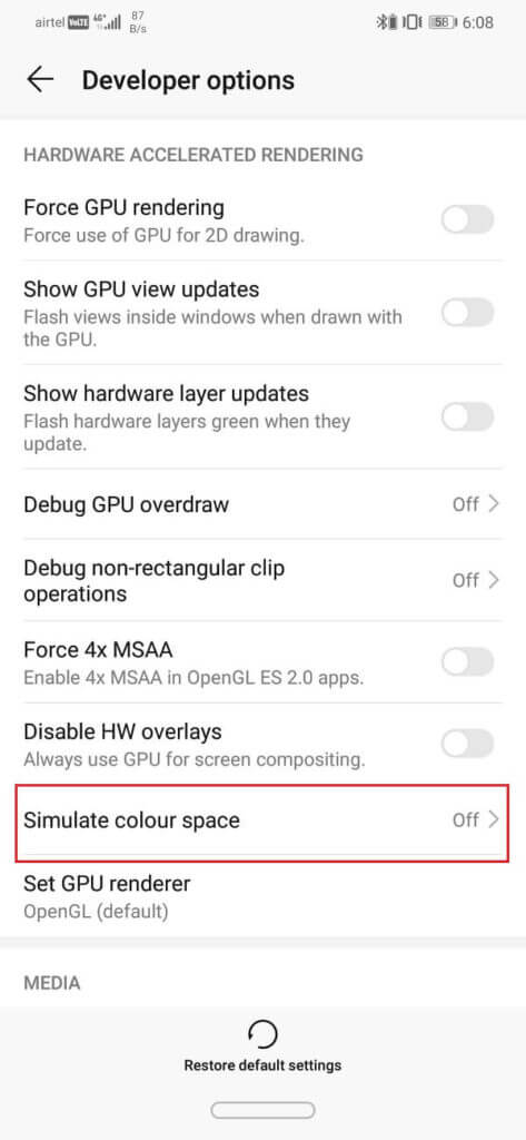 Find-the-option-to-Stimulate-Color-Space.-Tap-on-it-473x1024-1 كيفية تمكين Grayscale Mode على Android