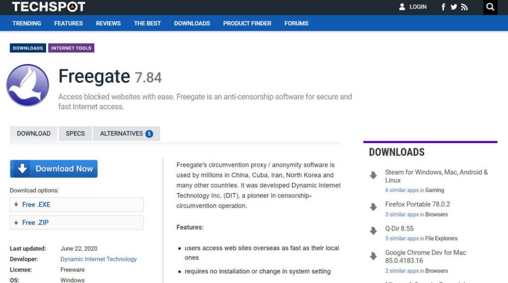 Freegate-1024x570-1 أفضل 9 برامج Proxy مجانية لنظام Windows 10