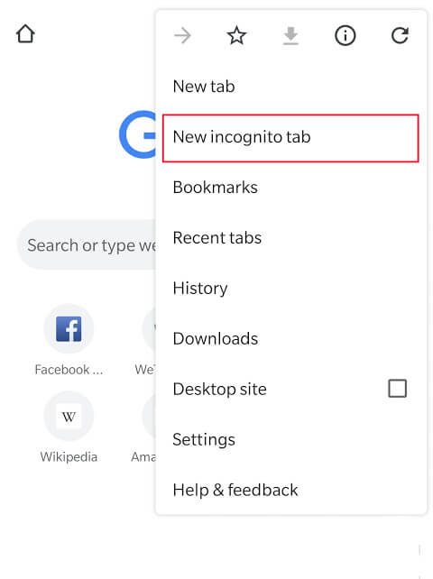 From-the-drop-down-menu-select-“New-Incognito-Tab” كيفية حذف سجل محفوظات المتصفح على Android