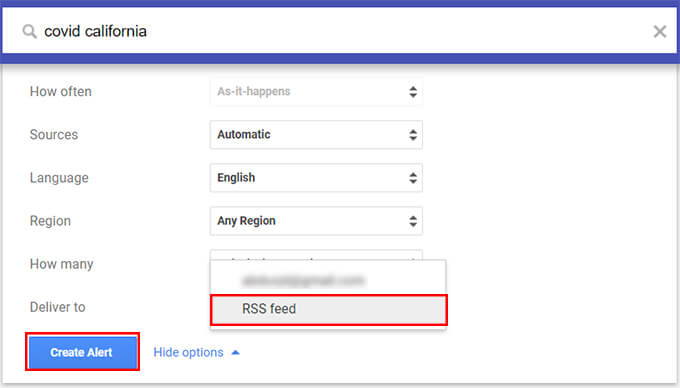 Get-Google-News-Alerts-on-RSS-Feed كيفية إعداد Google Alerts لتتبع الأخبار