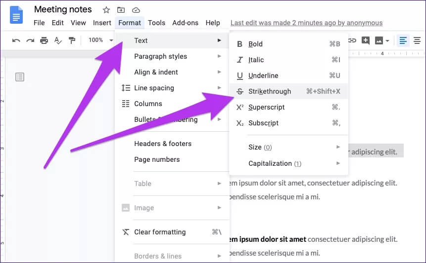 كيفية إضافة أو إزالة نص يتوسطه خط في Google Docs - %categories