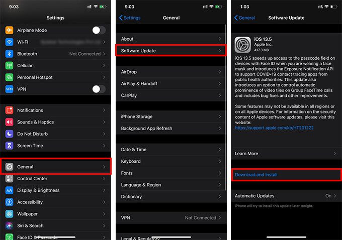 HOw-to-update-iPhone-to-iOS-135 كيفية تمكين إخطار التعرض COVID-19 على iPhone