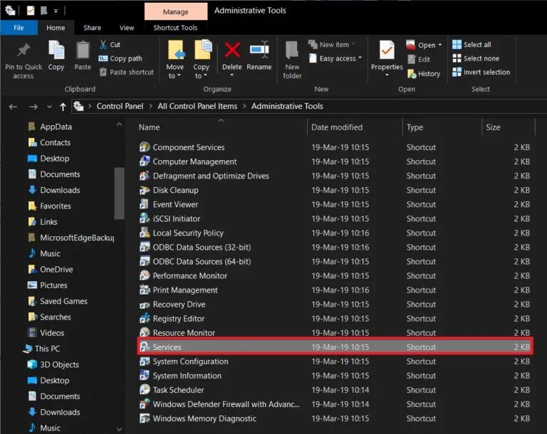 In-the-File-Explorer-window-locate-services-and-double-click-on-it-to-launch-the-application-768x610-1 كيفية تعطيل Adobe AcroTray.exe عند بدء التشغيل