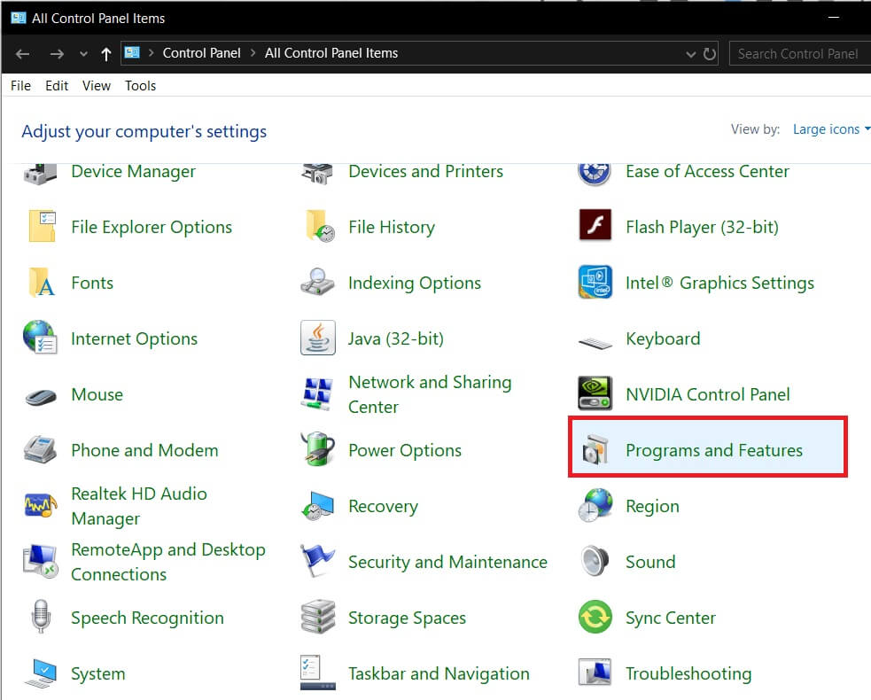 In-the-Programs-and-Features-window-locate-all-applications-and-Uninstall-them إصلاح رمز خطأ 0x0003 على Geforce Experience