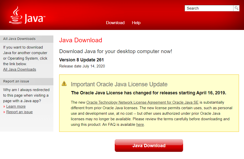 Java-Download كيفية إصلاح خطأ javascript:void(0)