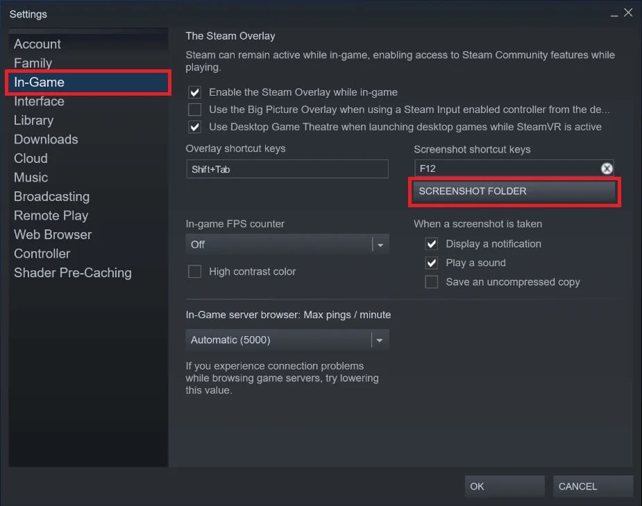 الوصول بسرعة إلى مجلد لقطة شاشة Steam على Windows 10 - %categories