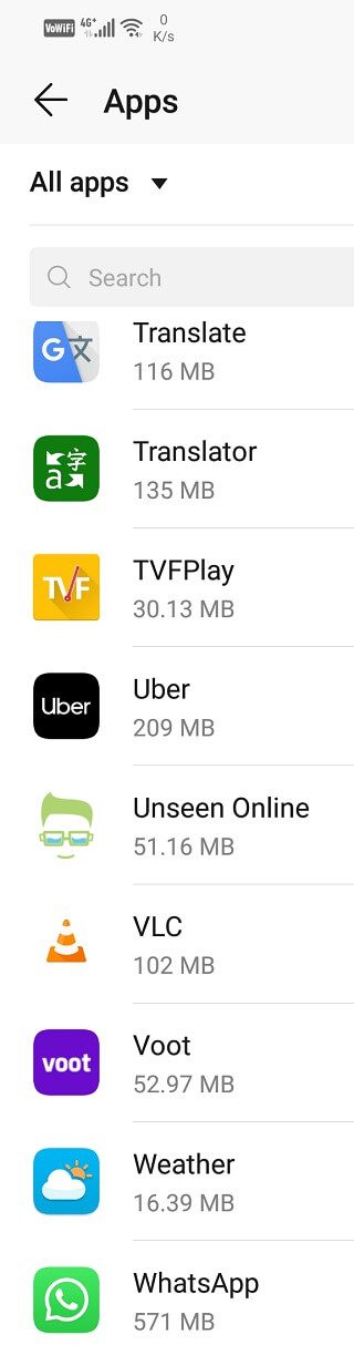 Look-for-the-recently-installed-apps-and-delete-one-of-them إصلاح تعذر فتح جهات الاتصال على هاتف Android