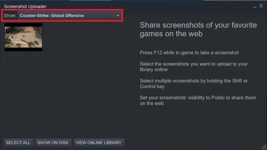 الوصول بسرعة إلى مجلد لقطة شاشة Steam على Windows 10 - %categories