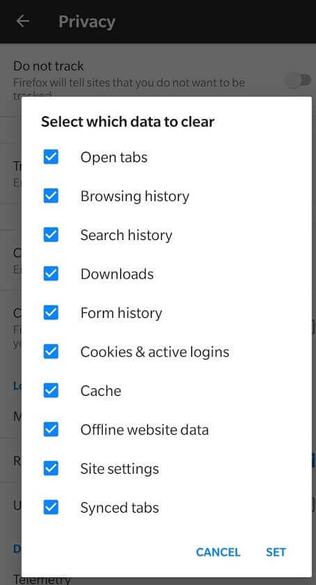 Once-you-are-sure-about-your-choices-click-on-“Set” كيفية حذف سجل محفوظات المتصفح على Android