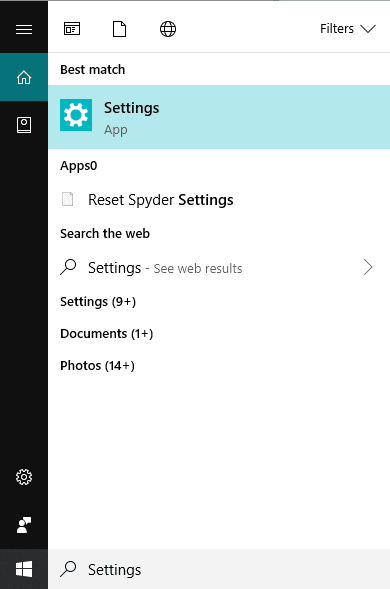 Open-Settings-by-searching-for-it-using-search-bar إزالة العلامة المائية لتفعيل Windows 10 بشكل دائم