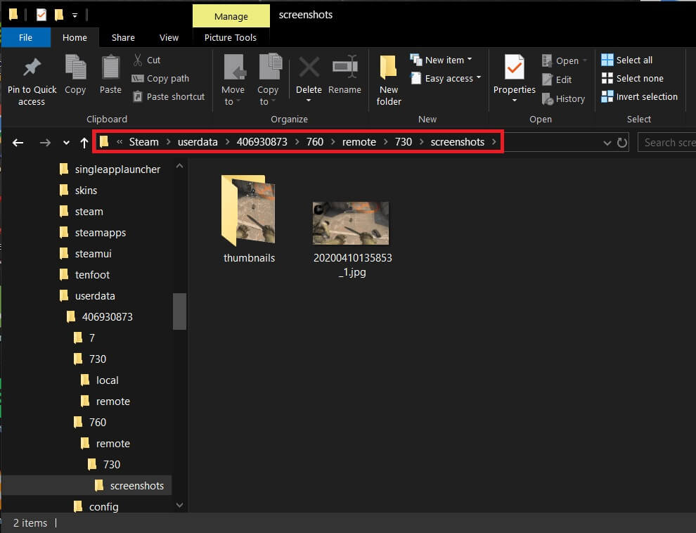 Opened-the-steam-ID-folder-you-would-like-to-access الوصول بسرعة إلى مجلد لقطة شاشة Steam على Windows 10