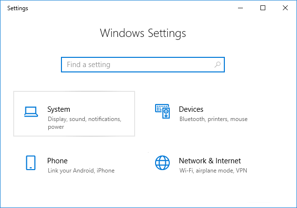 Press-Windows-Key-I-to-open-Settings-then-click-on-System إزالة العلامة المائية لتفعيل Windows 10 بشكل دائم