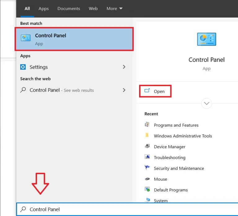Press-the-Windows-key-and-search-for-the-Control-Panel-and-click-on-Open-768x697-1 كيفية تعطيل Adobe AcroTray.exe عند بدء التشغيل