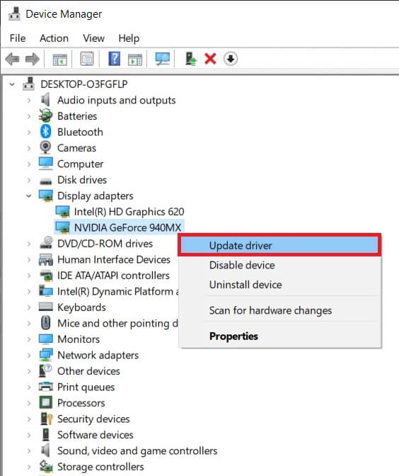 Right-click-on-your-Graphics-Card-and-select-Update-Driver كيفية تشغيل Fallout 3 على Windows 10؟