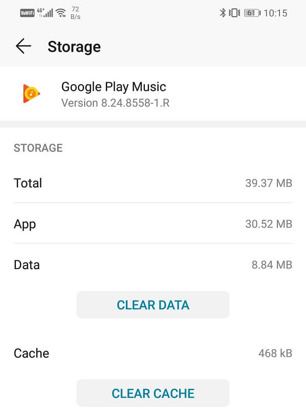 See-the-options-to-clear-data-and-clear-cache-2 إصلاح موسيقى Google Play يواصل التعطل