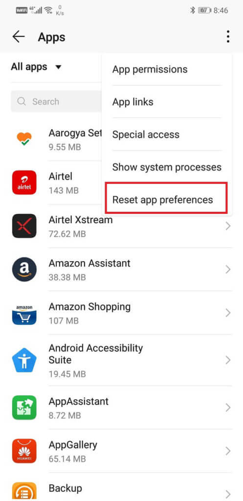 Select-the-Reset-app-preferences-option-from-the-drop-down-menu-497x1024-2 إصلاح تعذر فتح جهات الاتصال على هاتف Android