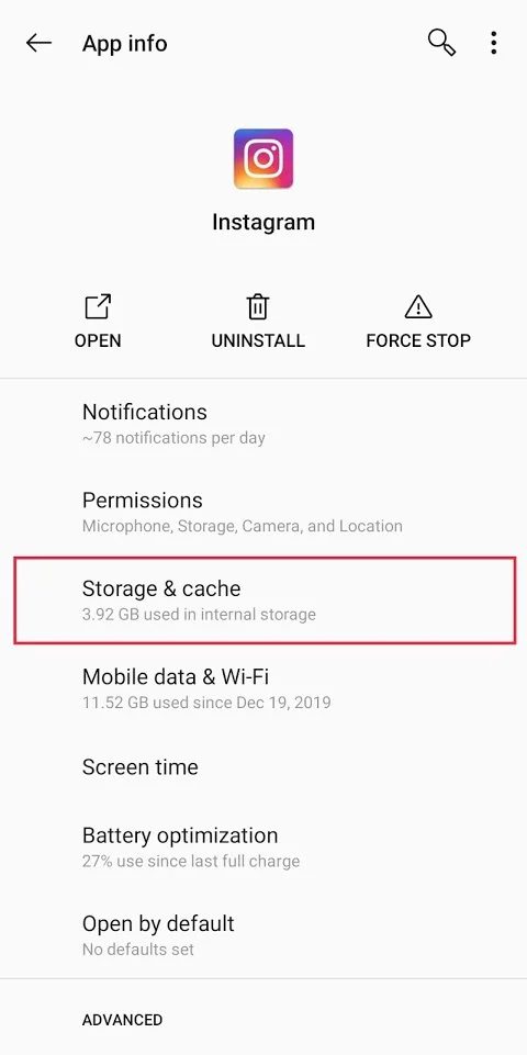 Select-‘Storage-Cache’-to-proceed إشعارات Instagram لا تعمل؟ إليك 9 طرق لإصلاحها!
