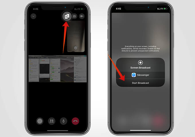 Share-Your-Screen-in-Messenger-Rooms-from-iPhone كيفية استخدام Facebook Messenger Rooms لعقد مؤتمرات الفيديو