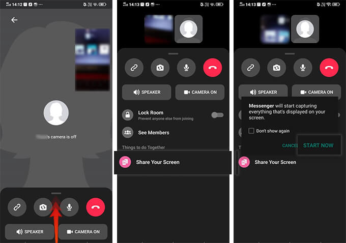 Share-Your-Screen-in-Messenger-Rooms-on-Android كيفية استخدام Facebook Messenger Rooms لعقد مؤتمرات الفيديو